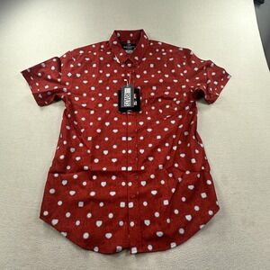 RSVLTS Shirt Mens Large Red Marvel Iron Man KUNUFLEX Short Sleeve Button Up